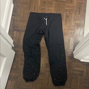 Monrow Black Star Embellished Drawstring Sweatpants